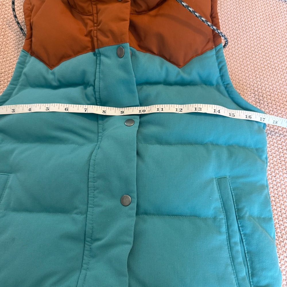 Patagonia Bivy Two-Tone Puffer Vest in Teal and Rust Mushroom Lining XS - Picture 9 of 11